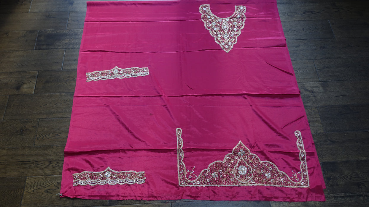 Red Crepe Vintage Wedding Unstitched Suit With Matching Dupatta - New