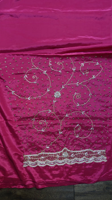 Red Crepe Vintage Wedding Unstitched Suit With Matching Dupatta - New