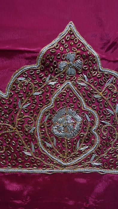 Red Crepe Vintage Wedding Unstitched Suit With Matching Dupatta - New