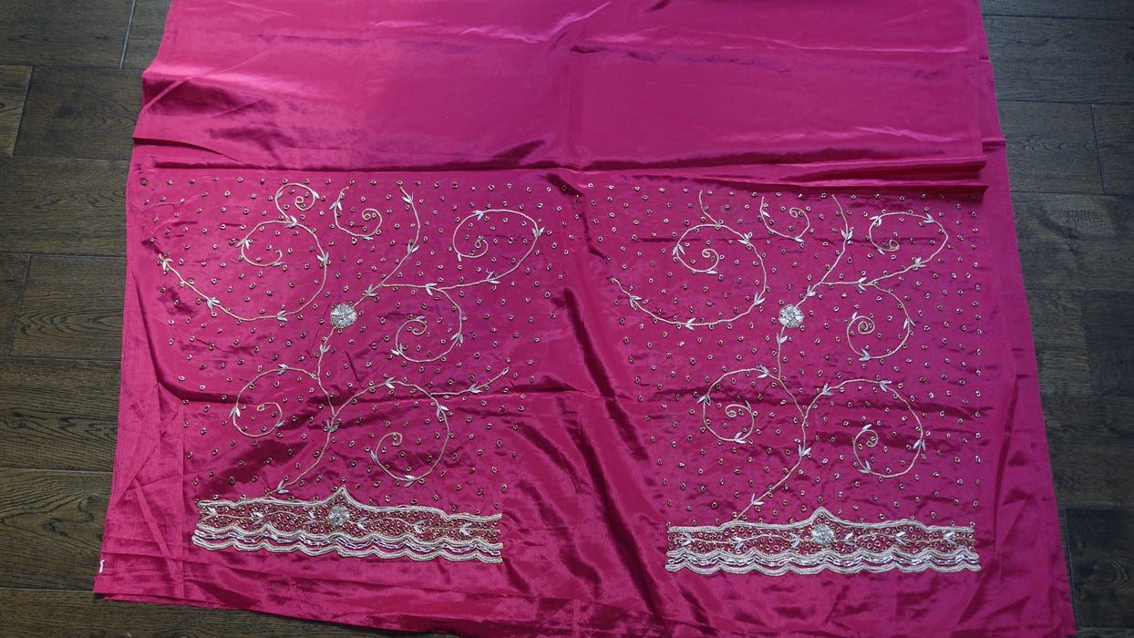 Red Crepe Vintage Wedding Unstitched Suit With Matching Dupatta - New