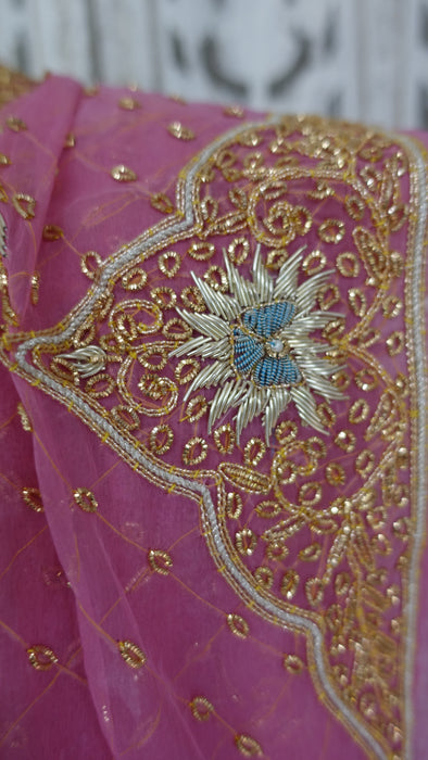 Pink Crepe Vintage Unstitched Suit With Matching Dupatta - New