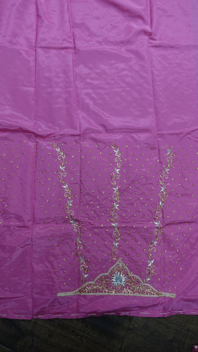 Pink Crepe Vintage Unstitched Suit With Matching Dupatta - New