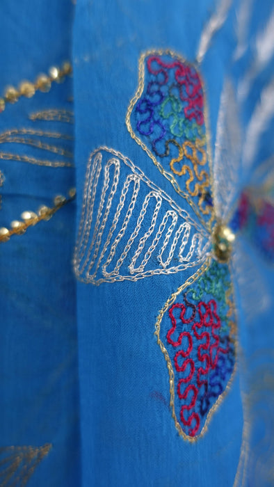 Blue Raw Silk Vintage Unstitched Suit - New