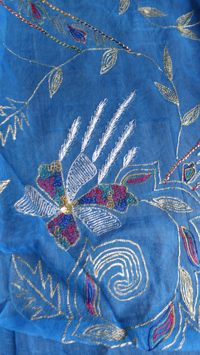 Blue Raw Silk Vintage Unstitched Suit - New