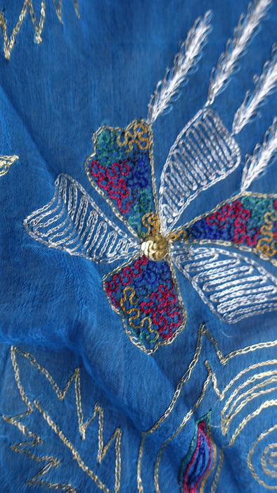 Blue Raw Silk Vintage Unstitched Suit - New