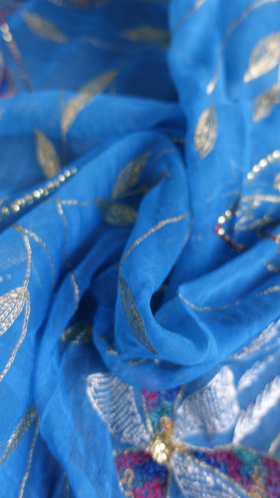 Blue Raw Silk Vintage Unstitched Suit - New