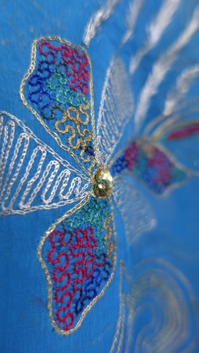 Blue Raw Silk Vintage Unstitched Suit - New