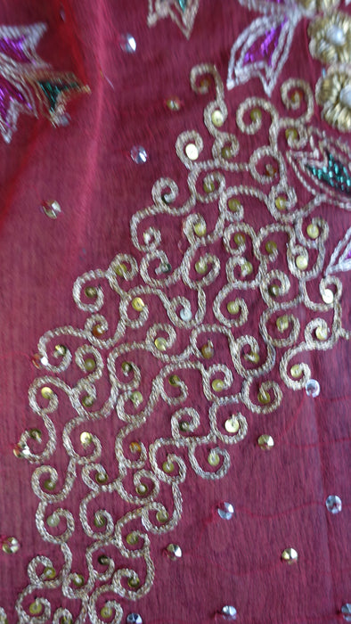 Red Silk Vintage Unstitched Wedding Suit - New