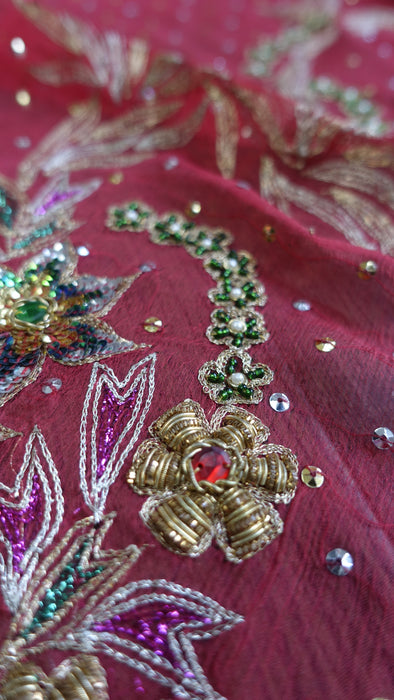 Red Silk Vintage Unstitched Wedding Suit - New