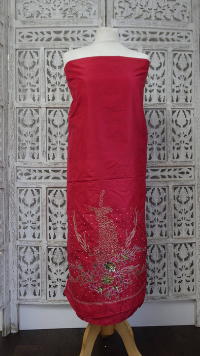 Red Silk Vintage Unstitched Wedding Suit - New