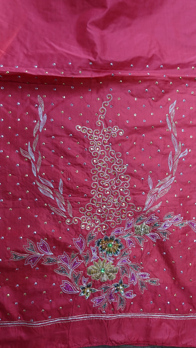 Red Silk Vintage Unstitched Wedding Suit - New