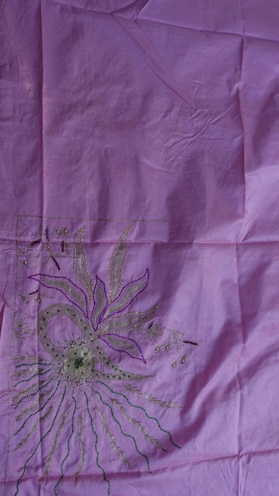 Baby Pink Silk Vintage Unstitched Suit - New