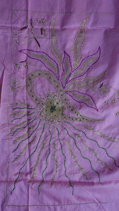 Baby Pink Silk Vintage Unstitched Suit - New