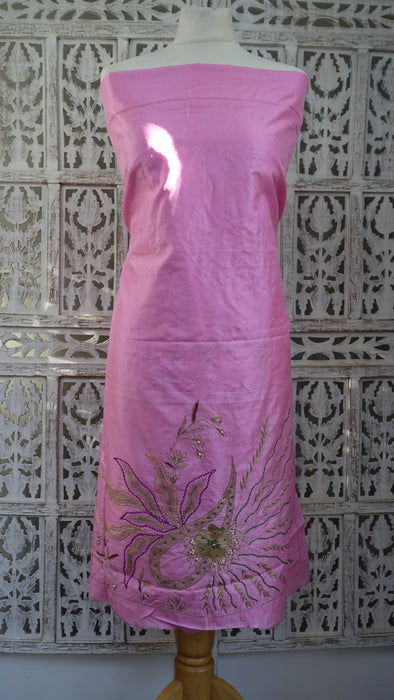 Baby Pink Silk Vintage Unstitched Suit - New