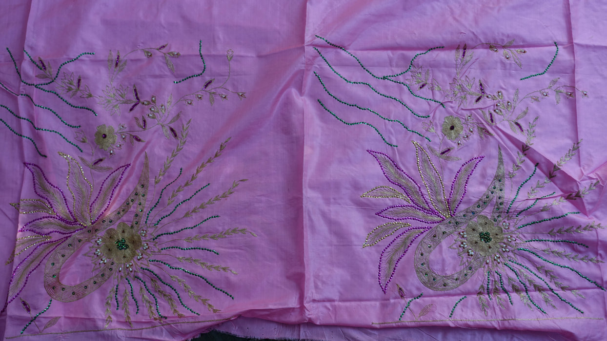 Baby Pink Silk Vintage Unstitched Suit - New