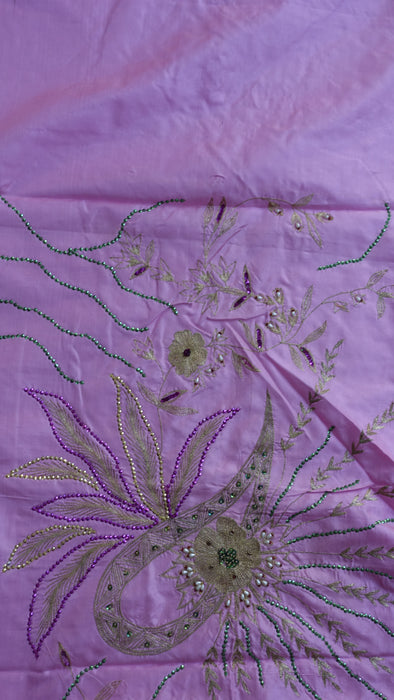 Baby Pink Silk Vintage Unstitched Suit - New