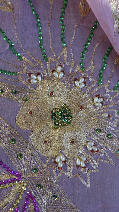 Baby Pink Silk Vintage Unstitched Suit - New