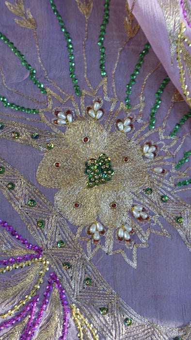 Baby Pink Silk Vintage Unstitched Suit - New