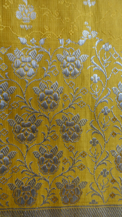Yellow Banarsi Brocade Vintage Unstitiched Suit - New
