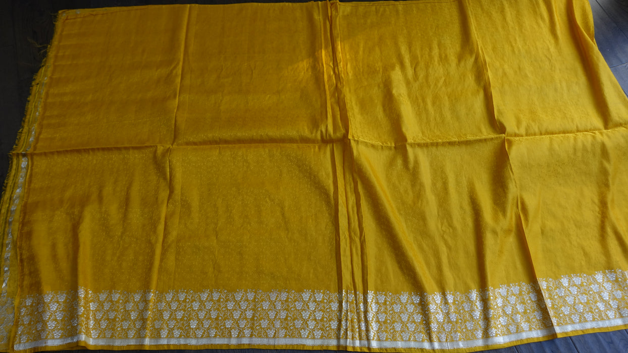 Yellow Banarsi Brocade Vintage Unstitiched Suit - New