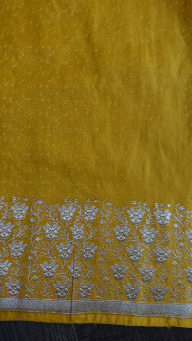 Yellow Banarsi Brocade Vintage Unstitiched Suit - New