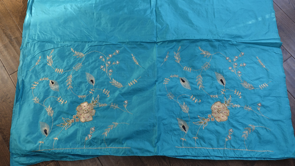 Bright Blue Vintage Silk Unstitiched Suit - New