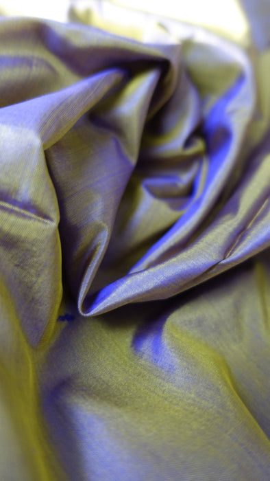 Contrast Gold And Purple Pure Silk Fabric- New