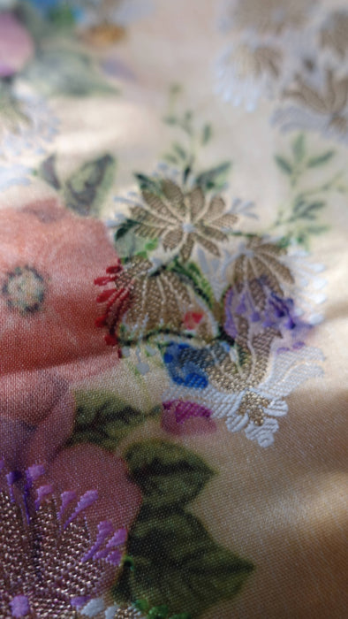 Creamy Gold Floral Sateen Fabric - New