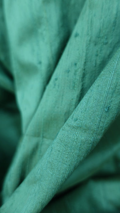 Dark Jade Pure Raw Silk Fabric - New