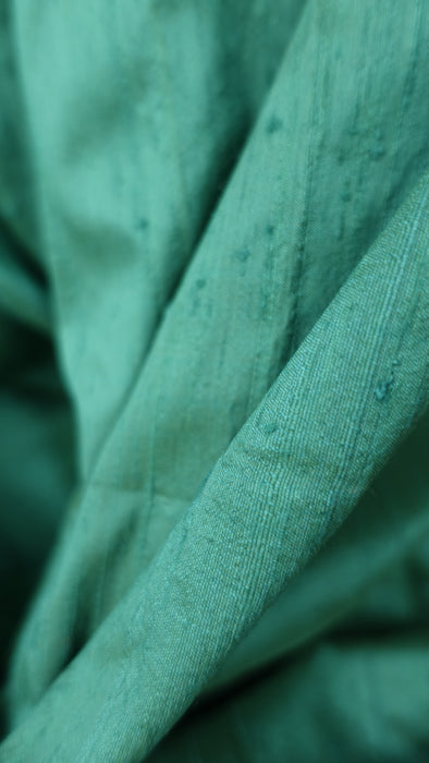 Dark Jade Pure Raw Silk Fabric - New