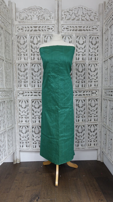 Dark Jade Pure Raw Silk Fabric - New