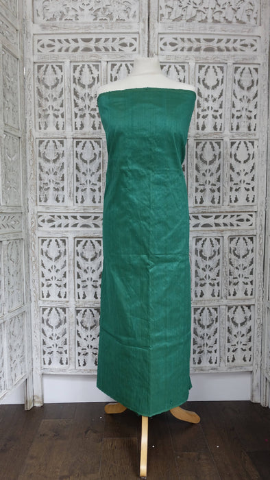 Dark Jade Pure Raw Silk Fabric - New