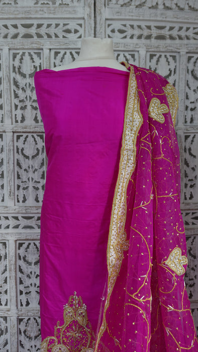 Hot Pink Vintage Wedding Silk Suit - New
