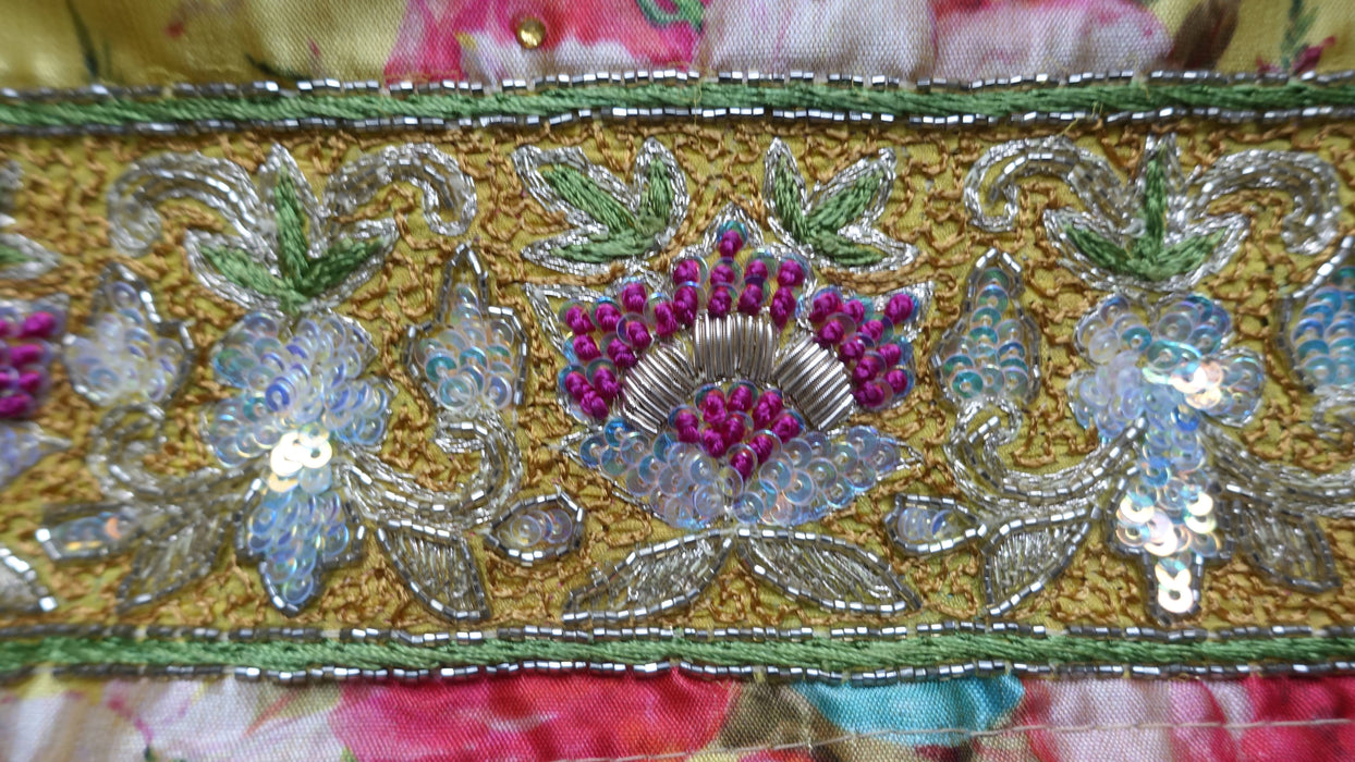 Yellow Chanderi Silk Floral Unstitched