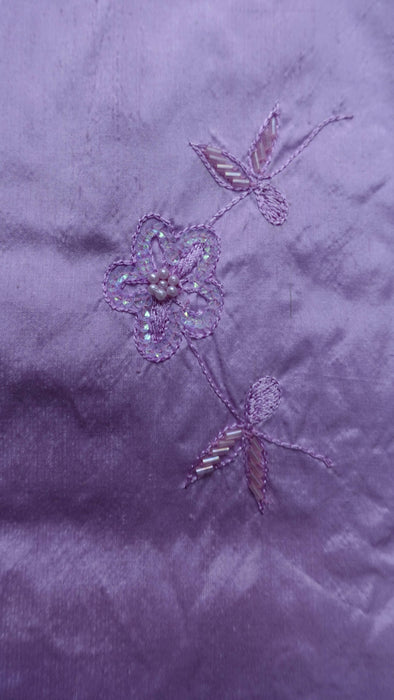 Lavender Embroidered Raw Silk Unstitched - 4-5 Metres