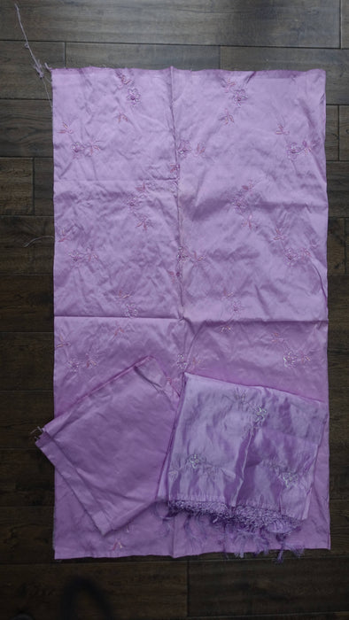 Lavender Embroidered Raw Silk Unstitched - 4-5 Metres