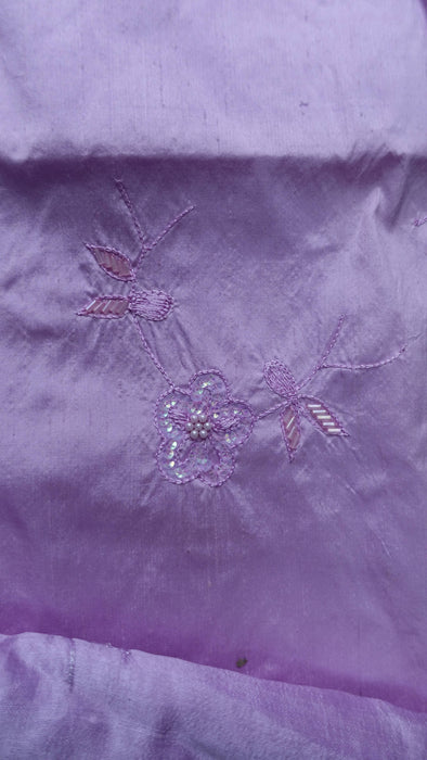Lavender Embroidered Raw Silk Unstitched - 4-5 Metres