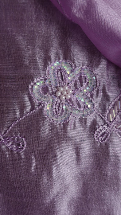 Lavender Embroidered Raw Silk Unstitched - 4-5 Metres