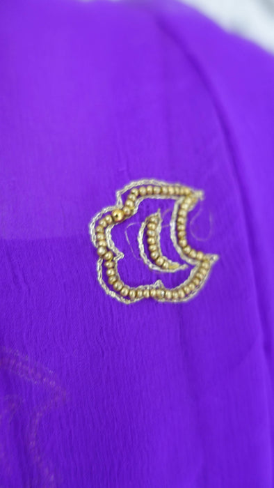 Purple Pure Silk With Pure Silk Chiffon Paisley Design Dupatta