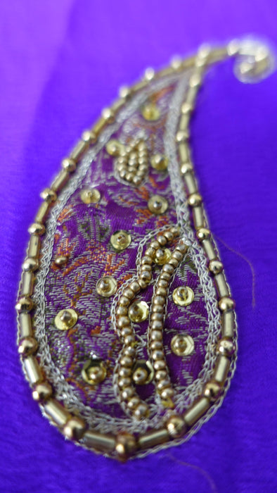 Purple Pure Silk With Pure Silk Chiffon Paisley Design Dupatta