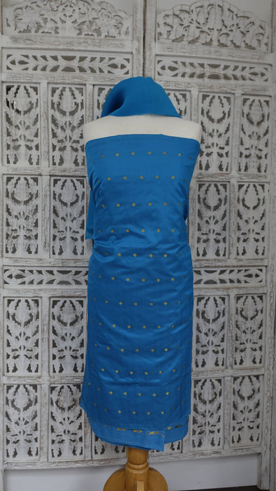 Peacock Blue Silk Blend With Dupatta