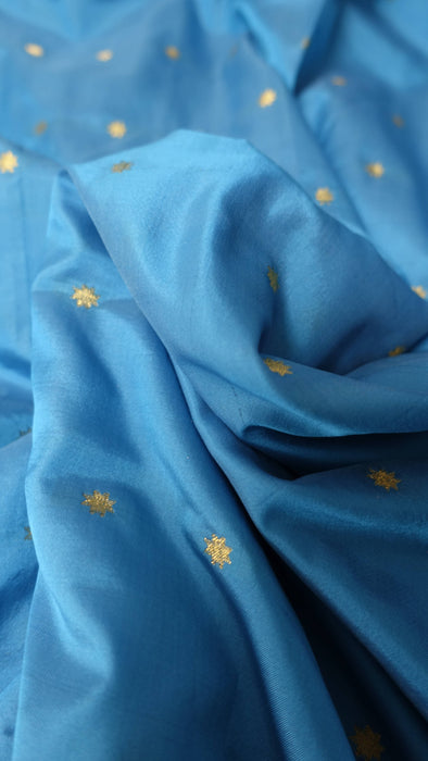 Peacock Blue Silk Blend With Dupatta