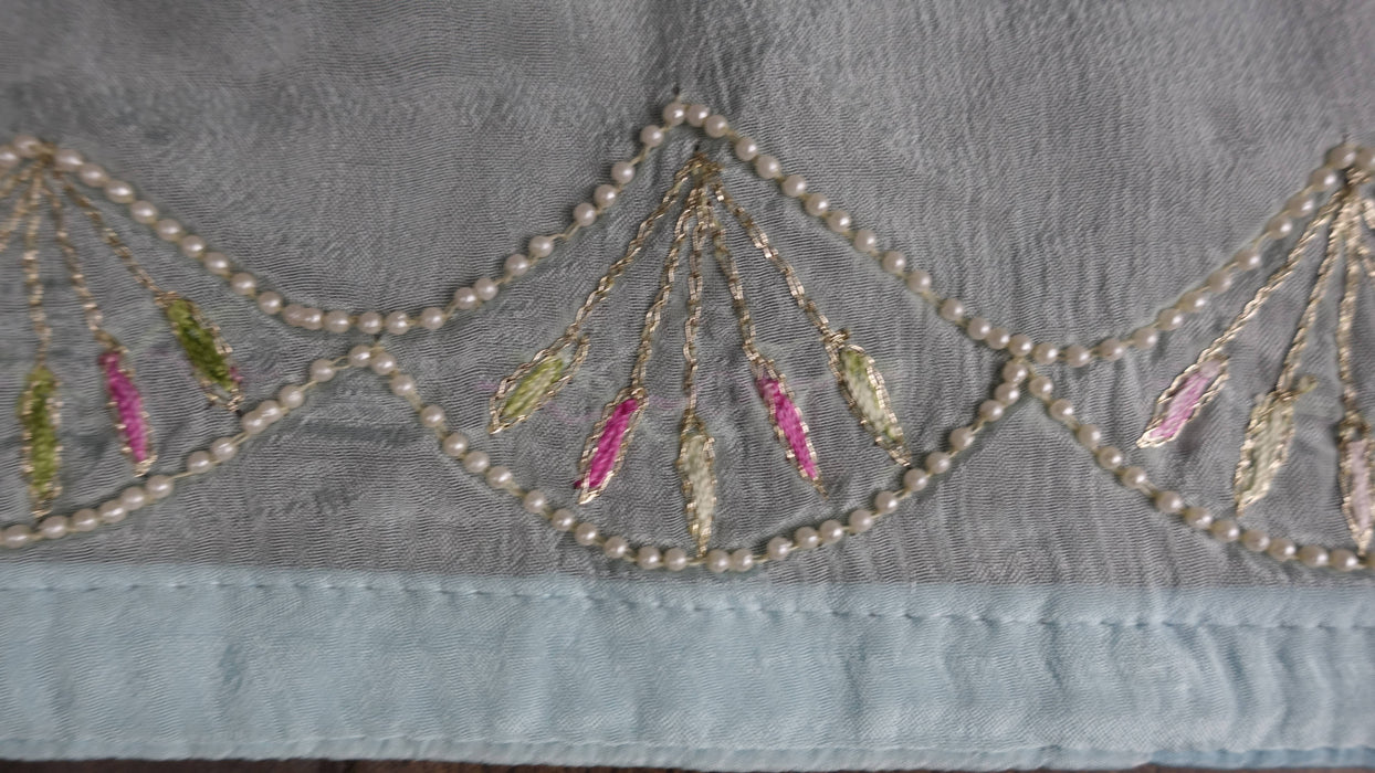 Pale Blue Chanderi Silk Embroidered 3PC Unstitched