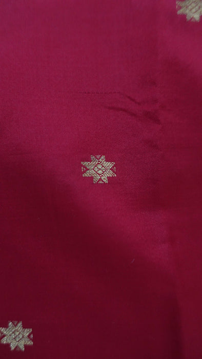 Red Pure Silk Gold Tilla Unstitched - 4-5 Metres