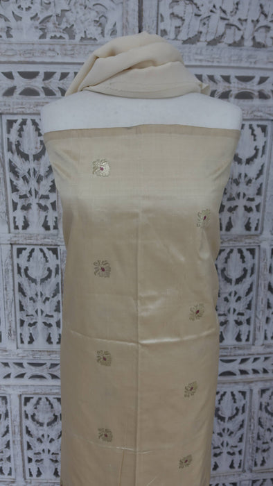 Gold Pure Silk With Lighter Coloured Chiffon Dupatta