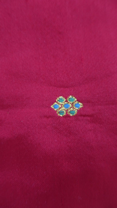 Red Silk Blend With Flower Buta -4-5 Metres