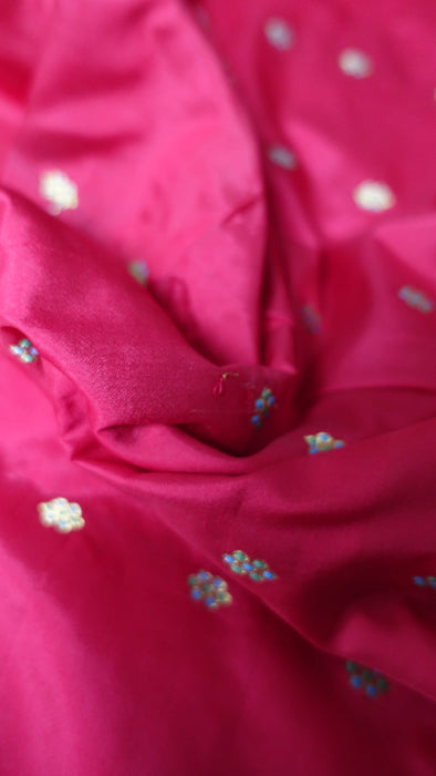 Red Silk Blend With Flower Buta -4-5 Metres