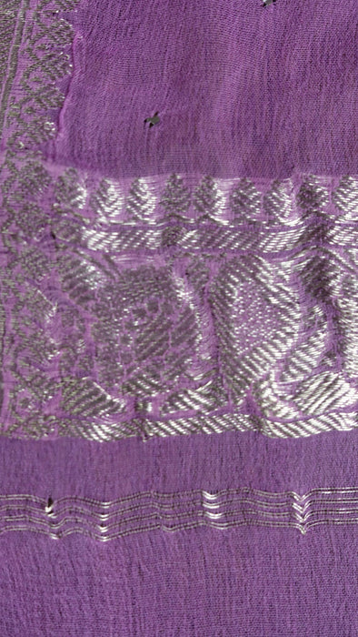 Bright Pink Silk With Mukesh Work And Banarsi Dupatta