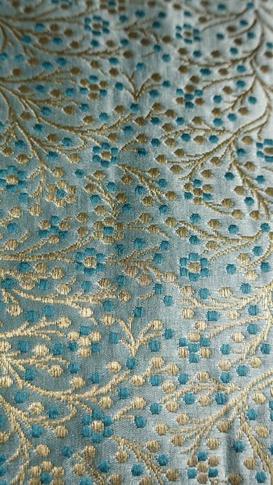 Dark Teal Silk And Brocade 3Pc Jari - New