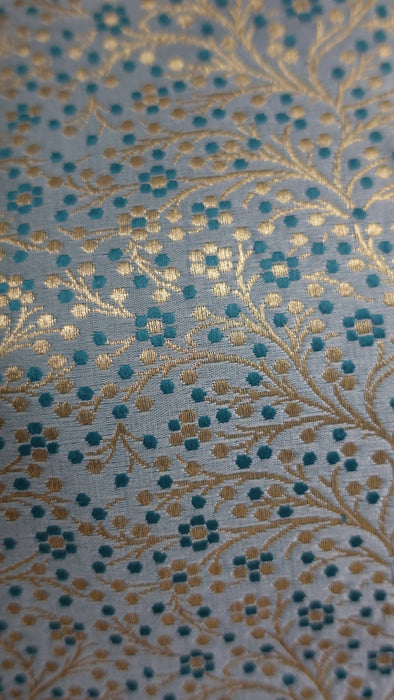 Dark Teal Silk And Brocade 3Pc Jari - New